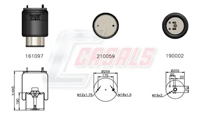 Bellows, air suspension CASALS B1134