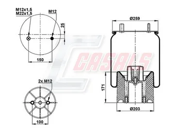 Bellows, air suspension CASALS B3003