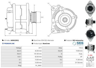 Alternator AS-PL A0063(SEG)