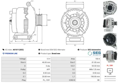 Alternator Volvo S80 I · Volvo V70 II · Volvo S60 I