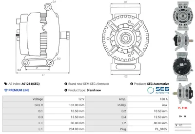 Alternator AS-PL A01214(SEG)