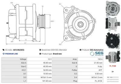 Alternator Citroën XANTIA · Citroën EVASION MPV · Citroën XANTIA Break