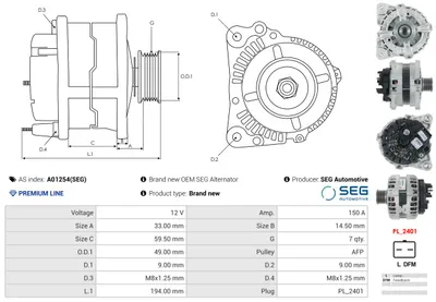 Alternator Nissan PRIMASTAR Bus · Nissan PRIMASTAR Van · Opel VIVARO A Van