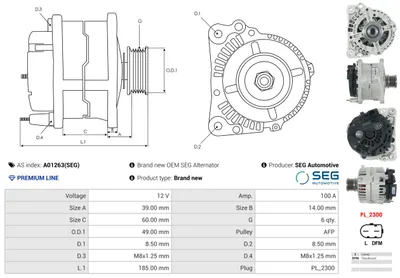 Alternator Vw MULTIVAN T5 · Vw TRANSPORTER T5 Platform/Chassis (7JD, 7JE, 7JL, 7JY, 7JZ, 7F · Vw TRANSPORTER T5 Van