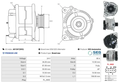 Alternator AS-PL A01267(SEG)
