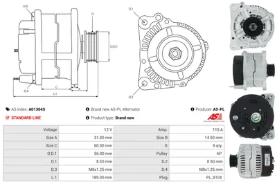 Alternator Chrysler VOYAGER / GRAND VOYAGER III