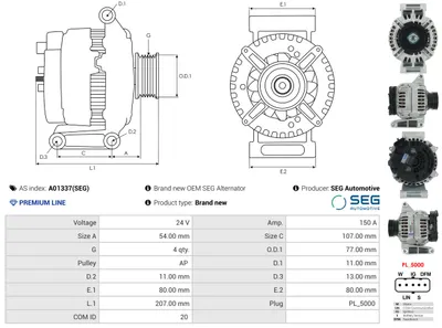 Alternator AS-PL A01337(SEG)