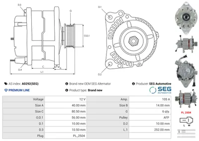 Alternator AS-PL A0292(SEG)
