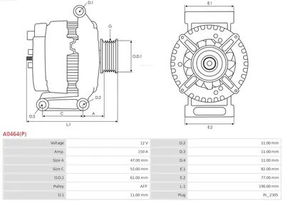 Alternator Volvo XC90 I · Volvo S80 II · Volvo V70 III