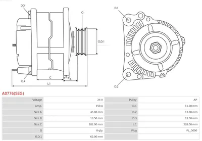 Alternator AS-PL A0776(SEG)