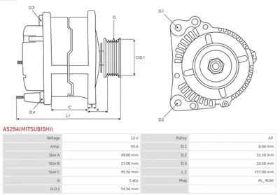 Alternator Citroën C4 AIRCROSS · Mitsubishi LANCER VIII · Mitsubishi LANCER VIII Sportback