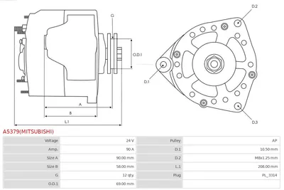 Alternator AS-PL A5379(MITSUBISHI)