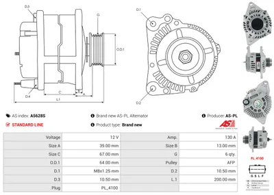 Alternator Fiat FULLBACK Pickup · Mitsubishi L200 / TRITON · Mitsubishi PAJERO SPORT III