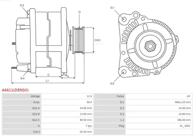 Alternator Isuzu D-MAX II · Isuzu D-MAX II Platform/Chassis