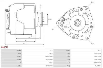 Alternator Alfa Romeo GIULIETTA · Alfa Romeo GIULIETTA Hatchback Van · Fiat DUCATO Bus