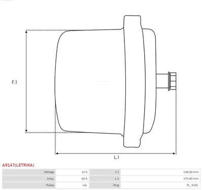 Alternator AS-PL A9147 (LETRIKA)