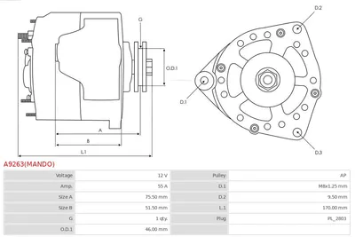 Alternator AS-PL A9263(MANDO)