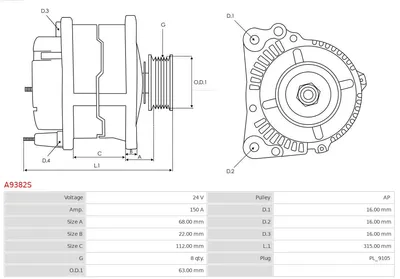 Alternator AS-PL A9382S