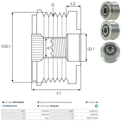 Free-wheel alternator AS-PL AFP0143(INA)