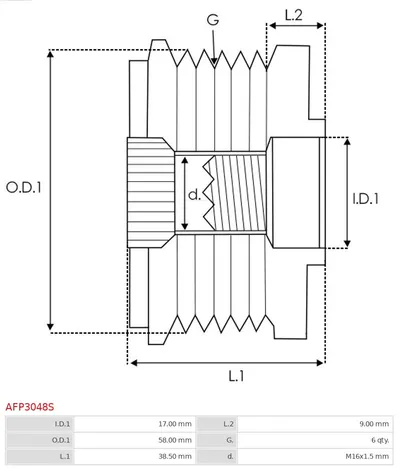 Free-wheel alternator AS-PL AFP3048S