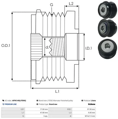 Free-wheel alternator AS-PL AFP6149(LITENS)
