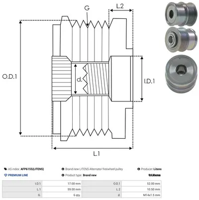 AFP6155 (LITENS) free alternator wheels
