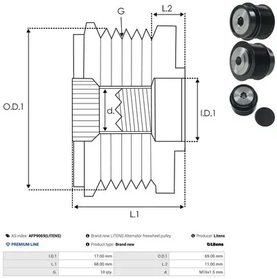 Free-wheel alternator AS-PL AFP9069(LITENS)