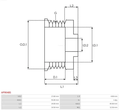 Pulley, alternator AS-PL AP9048S