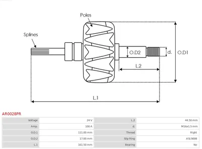 Rotor, alternator AS-PL AR0028PR