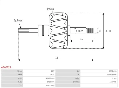 Rotor, alternator AS-PL AR0082S