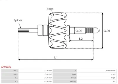 Rotor, alternator AS-PL AR0103S