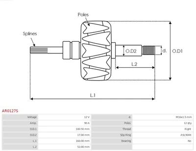 Rotor, alternator AS-PL AR0127S