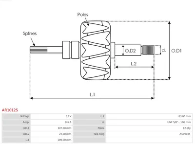 Rotor, alternator AS-PL AR1012S