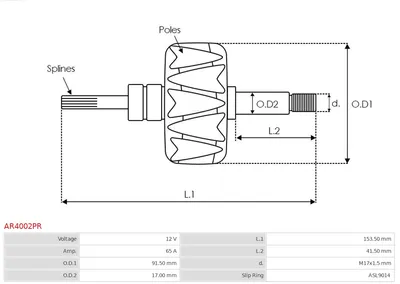 Rotor, alternator AS-PL AR4002PR