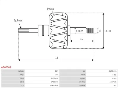 Rotor, alternator AS-PL AR6030S