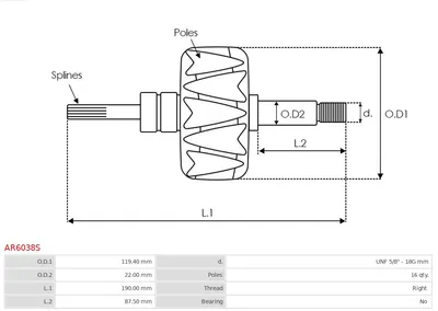 Rotor, alternator AS-PL AR6038S