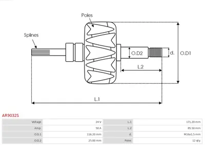 Rotor, alternator AS-PL AR9032S