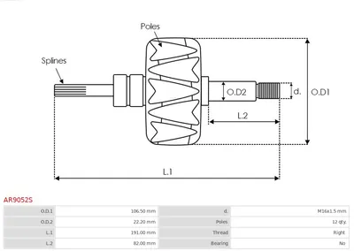 Rotor, alternator AS-PL AR9052S