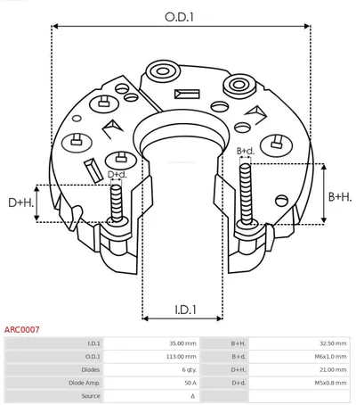 Rectifier, alternator AS-PL ARC0007