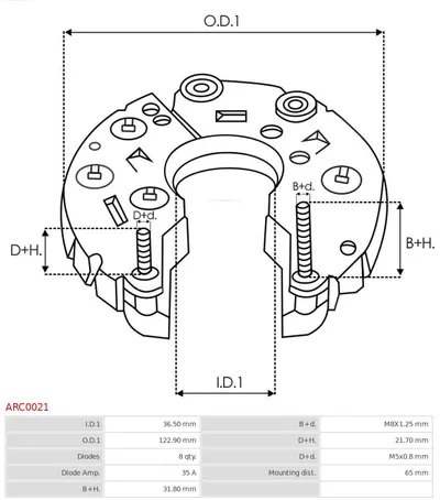 Rectifier, alternator AS-PL ARC0021