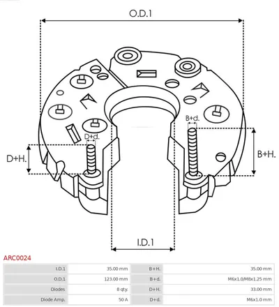 Rectifier, alternator AS-PL ARC0024