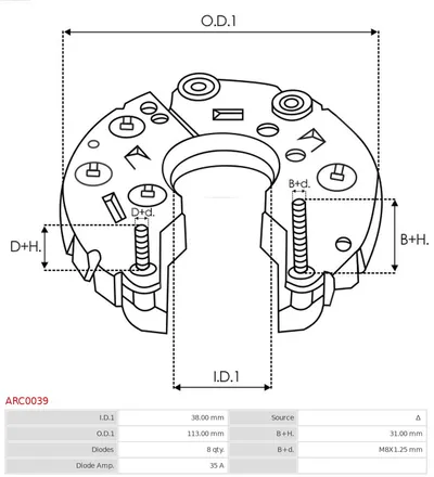 Rectifier, alternator AS-PL ARC0039