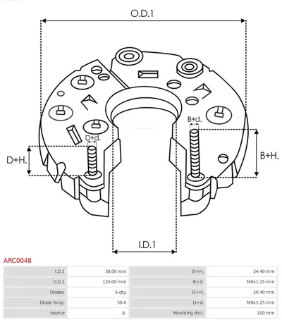 Rectifier, alternator AS-PL ARC0048