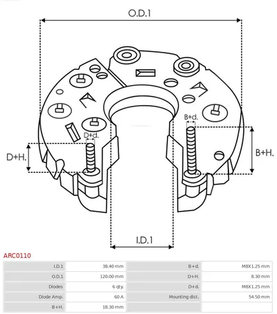 Rectifier, alternator AS-PL ARC0110