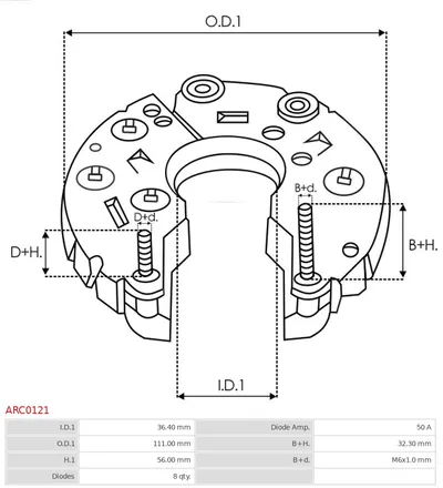 Rectifier, alternator AS-PL ARC0121