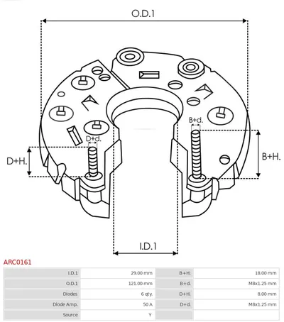 Rectifier, alternator AS-PL ARC0161