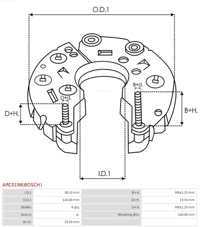 Rectifier, alternator AS-PL ARC0198(BOSCH)
