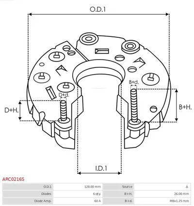 Rectifier, alternator AS-PL ARC0216S