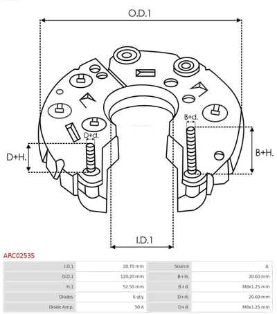 Rectifier, alternator AS-PL ARC0253S