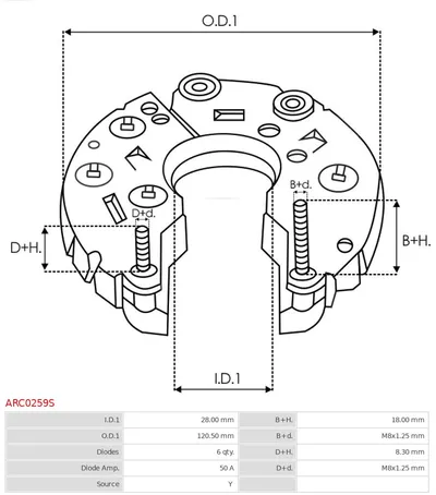 Rectifier, alternator AS-PL ARC0259S